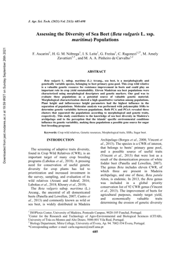 Assessing the Diversity of Sea Beet (Beta Vulgaris L. Ssp. Maritima) Populations