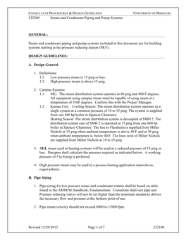 232200 Steam and Condensate Piping and Pump Systems