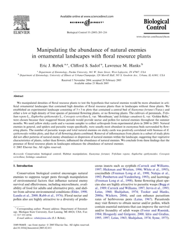 Manipulating the Abundance of Natural Enemies in Ornamental Landscapes with ﬂoral Resource Plants