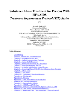Substance Abuse Treatment for Persons with HIV/AIDS Treatment Improvement Protocol (TIP) Series 37