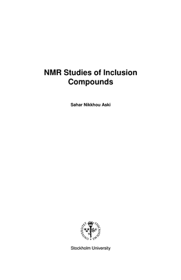 NMR Studies of Inclusion Compounds