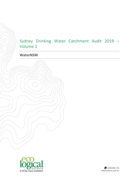 Sydney Drinking Water Catchment Audit 2019 – Volume 1