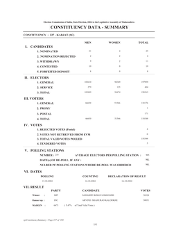 Constituency Data - Summary