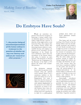 Do Embryos Have Souls?