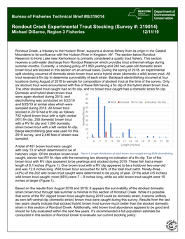 Rondout Creek Experimental Trout Stocking (2019)