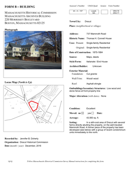 FORM B  BUILDING Assessor’S Number USGS Quad Area(S) Form Number