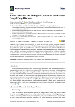 Killer Yeasts for the Biological Control of Postharvest Fungal Crop Diseases