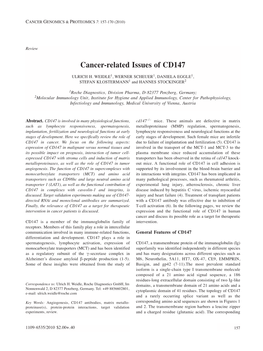 Cancer-Related Issues of CD147