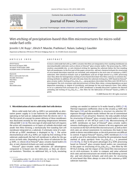 Journal of Power Sources Wet-Etching of Precipitation-Based