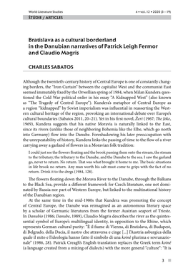 Bratislava As a Cultural Borderland in the Danubian Narratives of Patrick Leigh Fermor and Claudio Magris