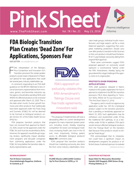 FDA Biologic Transition Plan Creates