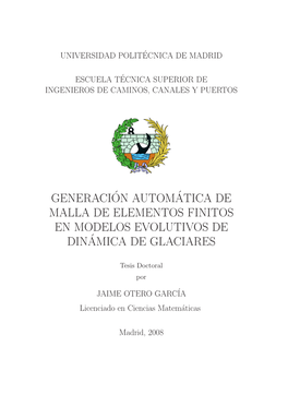 Generaci´On Autom´Atica De Malla De Elementos Finitos En Modelos