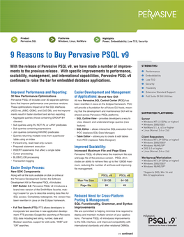 9 Reasons to Buy Pervasive PSQL V9