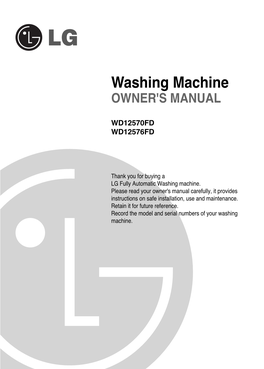 Washing Machine OWNER's MANUAL