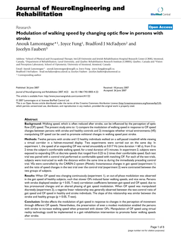 Journal of Neuroengineering and Rehabilitation Biomed Central