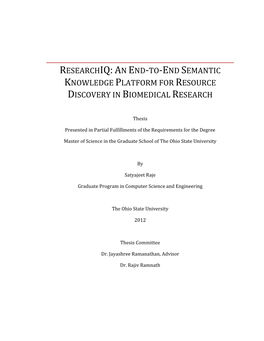 End Semantic Knowledge Platform for Resource Discovery in Biomedical Research