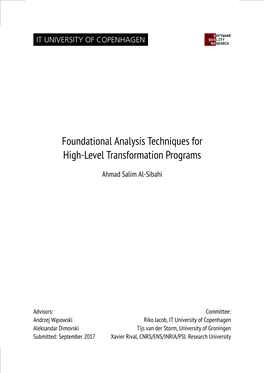 Foundational Analysis Techniques for High-Level Transformation Programs