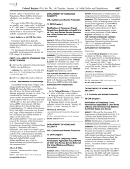 Federal Register/Vol. 86, No. 11/Tuesday, January 19, 2021/Rules and Regulations