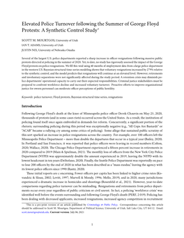 Elevated Police Turnover Following the Summer of George Floyd Protests: a Synthetic Control Study∗