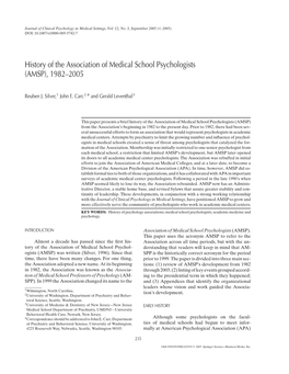 History of the Association of Medical School Psychologists (AMSP), 1982–2005