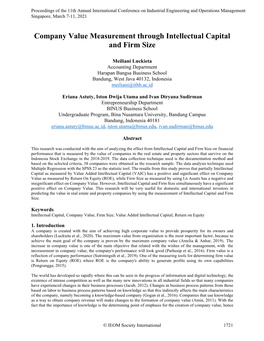 Company Value Measurement Through Intellectual Capital and Firm Size