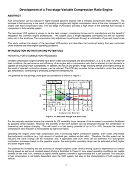 Development of a Two-Stage Variable Compression Ratio Engine