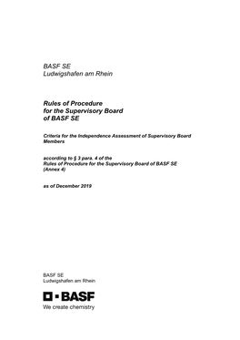 Criteria for the Independence Assessment of Supervisory Board Members