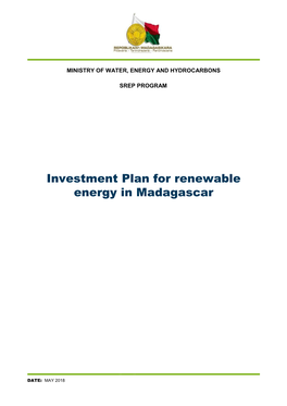 Investment Plan for Renewable Energy in Madagascar