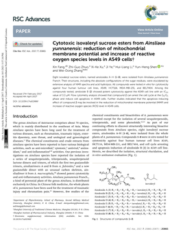 Cytotoxic Isovaleryl Sucrose Esters from Ainsliaea