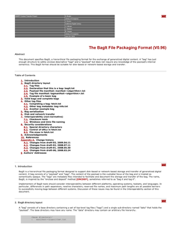 The Bagit File Packaging Format (V0.96)