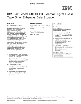 IBM 7205 Model 440 40 GB External Digital Linear Tape Drive Enhances Data Storage