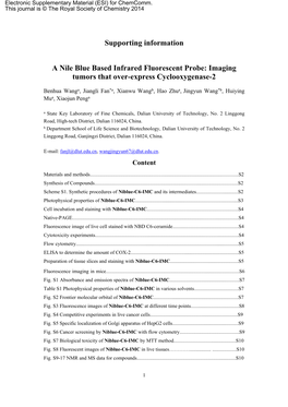 Supporting Information a Nile Blue Based Infrared Fluorescent Probe