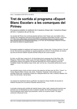 Esport Blanc Escolar» a Les Comarques Del Pirineu