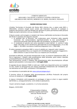 AMBITO DI GRUMELLO DEL MONTE Ufficio Di Piano C/O Comune Di Bolgare - Ente Capofila Dell’Accordo Di Programma Via Dante, 24 24060 Bolgare (Bg) Tel