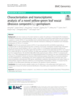 Characterization and Transcriptomic Analysis of a Novel Yellow-Green