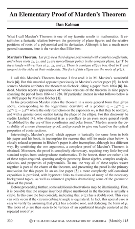 An Elementary Proof of Marden's Theorem