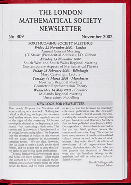 THE LONDON MATHEMATICAL SOCIETY NEWSLETTER No