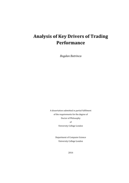 Analysis of Key Drivers of Trading Performance