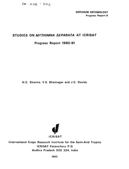 Studies on Mythimna Separata at Icrisat