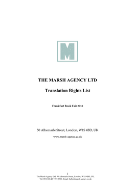 THE MARSH AGENCY LTD Translation Rights List