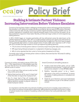 Stalking & Intimate Partner Violence: Increasing Intervention Before