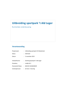 Uitbreiding Sportpark 'T Ald Leger