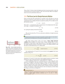 15-3 the Force Law for Simple Harmonic Motion