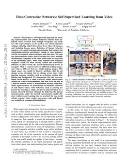 Time-Contrastive Networks: Self-Supervised Learning from Video