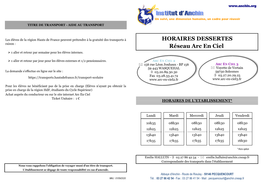 HORAIRES DESSERTES Réseau Arc En Ciel