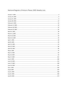 National Register of Historic Places 2005 Weekly Lists