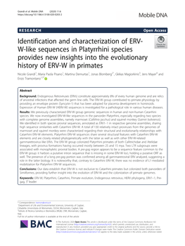 Downloaded the 59 and 71 Proviral Loci Taken Into Account, Respectively, Adding to Each Nu- Phylogenetic Analyses Cleotide Sequence 500 Bp Flankings at 5′ and 3′ Ends