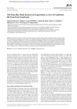 The Emu Bay Shale Konservat-Lagerstätte: a View of Cambrian Life from East Gondwanajohn R