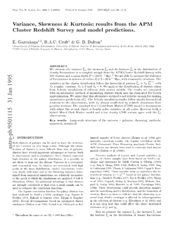 Variance, Skewness & Kurtosis: Results from the APM Cluster