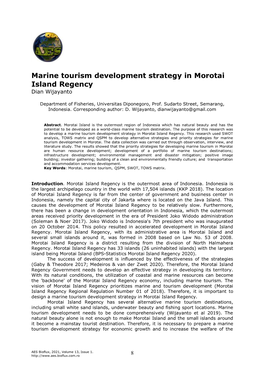 Marine Tourism Development Strategy in Morotai Island Regency Dian Wijayanto